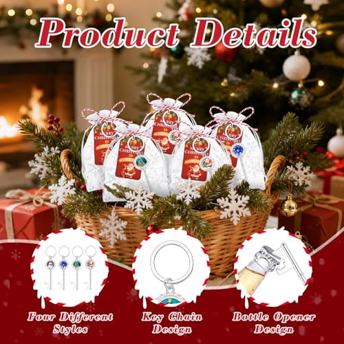 YKLIGTN Silver Christmas Bottle Opener Bulk Pack - Santa, Snowman & Tree Design