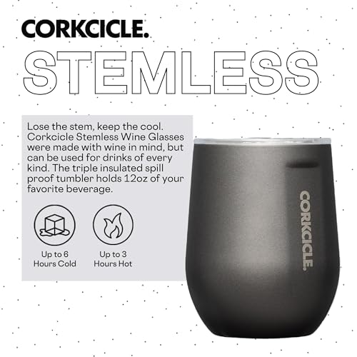 Corkcicle Ceramic Slate Stemless Wine Tumbler with Lid • 12 oz