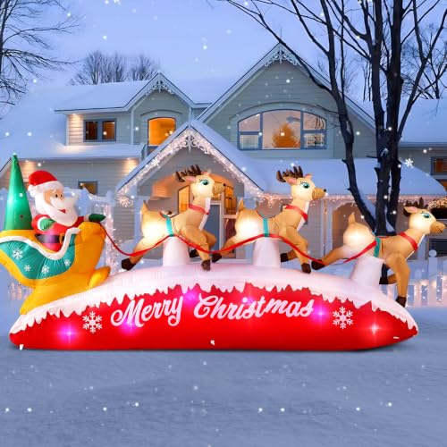 Danxilu 10FT Santa Sleigh Inflatable with Reindeer & LED Lights - Christmas Decor