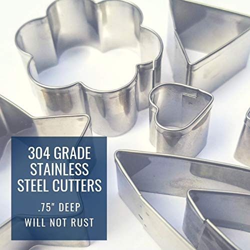 Ultra Cuisine Mini Cookie Cutter Shapes Set - 24 Small Molds To Cut Out Pastry Dough Pie Crust & Fruit - 304 Durable Stainless Steel Cutters - Cut Tiny Heart Shapes - Bake Like A Pro For A Lifetime