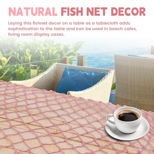 Decorative Cotton Fish Net for Photo Display, 79 x 59 Inch Pink Wall Decor