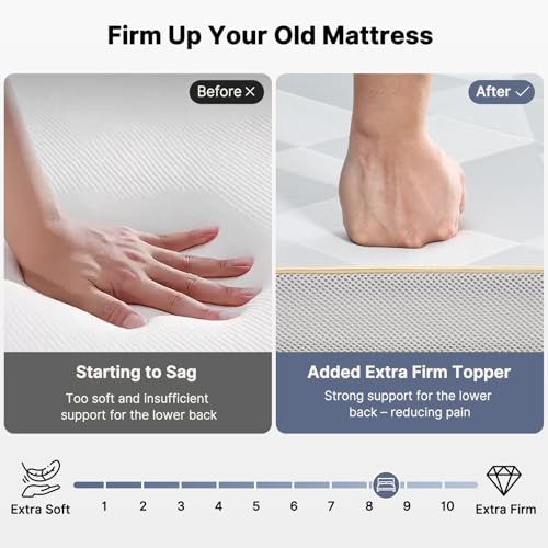 3" Firm Mattress Topper Queen - Cooling Bamboo Cover, Memory Foam