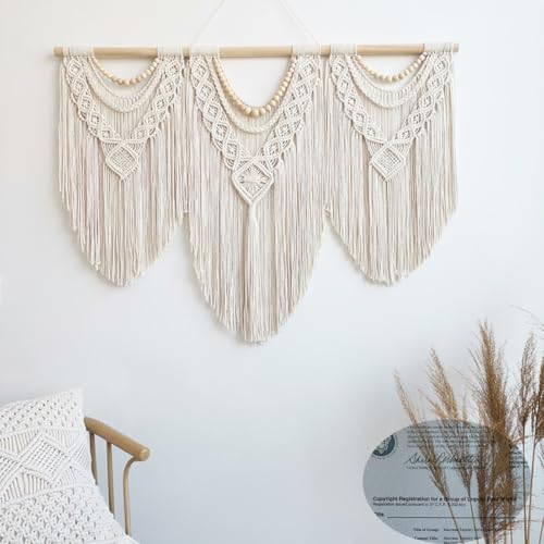 Large Macrame Wall Hanging - Boho Woven Cotton Tapestry Wall Decor