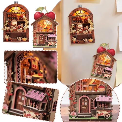 DIY Magnetic Miniature Wooden House Kit with LED Light - Pineapple