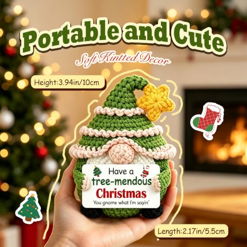 Ainubio Green Christmas Gnome - Emotional Support Crochet Tree Decor