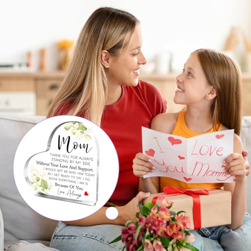 Littlefa Mom2 Thank You Gift Acrylic Heart Plaque for Mom - Mother's Day, Birthday, Christmas