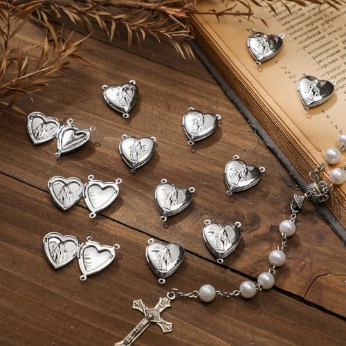 12 Pcs 1-Inch Our Lady of Grace Rosary Centerpiece Locket Connectors
