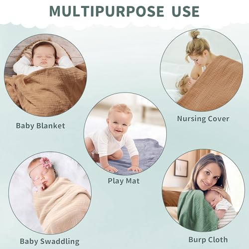 Muslin Swaddle Blankets for Newborns, 100% Cotton 41x41" (2-Pack)
