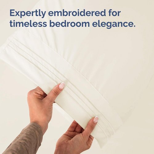 King Standard Pillow Cases - Soft Hotel Quality, Fade-Free & Wrinkle Resistant - 2 Piece Set in Off White