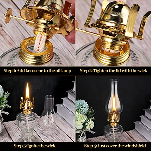 Vintage Kerosene Oil Lamps (Set of 2) - 13" Clear Glass Hurricane Lanterns