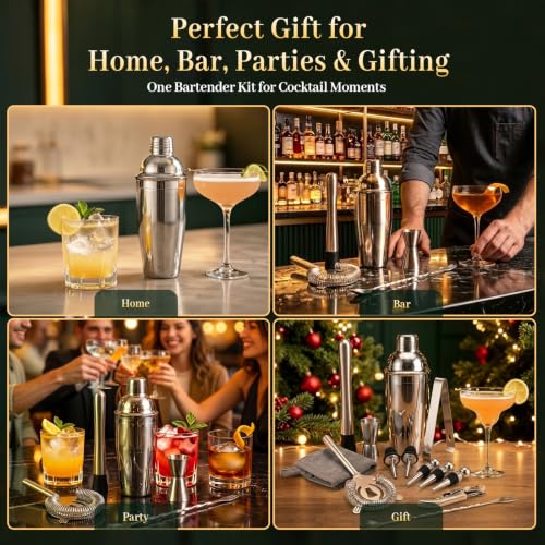 Primero Basics 13-Piece Cocktail Shaker Set for Home & Bar Use
