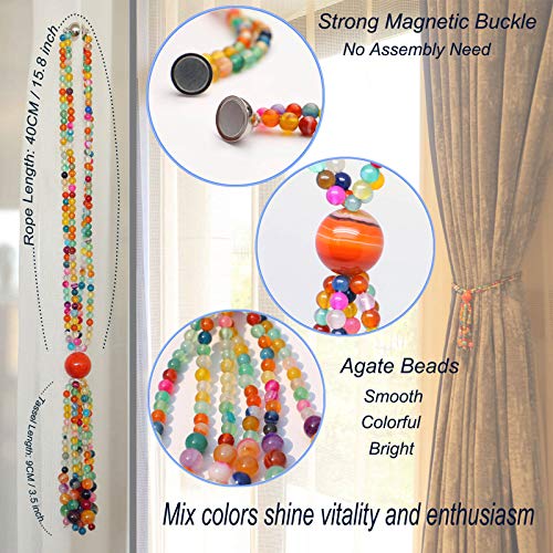 Magnetic Agate Tassel Curtain Tiebacks - Decorative Boho Drapery Holdbacks