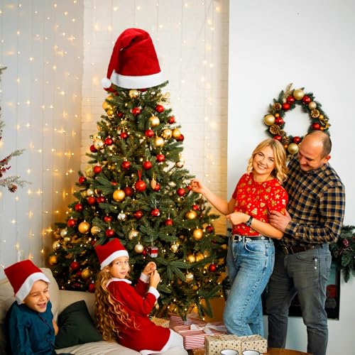 Gejoy Santa Hat Tree Topper 33 x 21 Inch Red Plaid - Christmas Decor