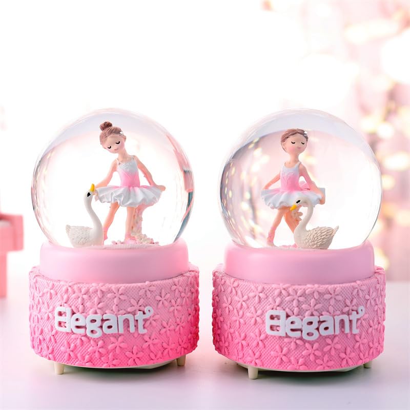 Musical Snow Globe with LED Lights, Ballet Girl & Swan Glass Water Ball