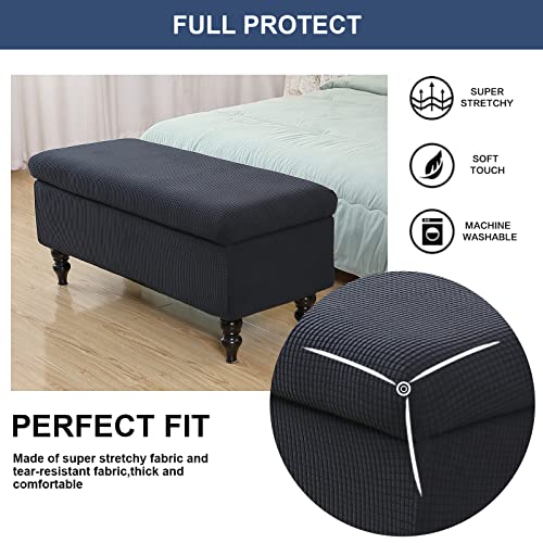 Rectangular Stretch Ottoman Cover - Washable Footstool Protector