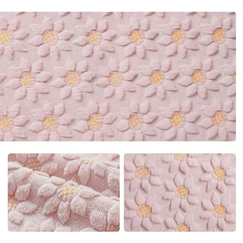 Artoid Mode Pink Soft Plush Faux Fur Jacquard Embroidery Sunflower Table Runner 13x48