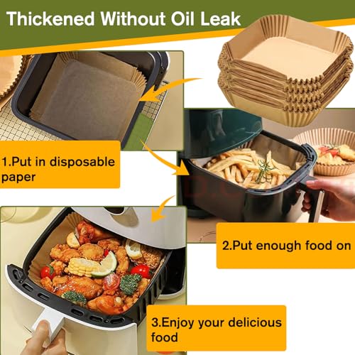 5.5 Inch Square Air Fryer Liners for CHEFMAN 2 Qt Mini Air Fryer - 100 Pack
