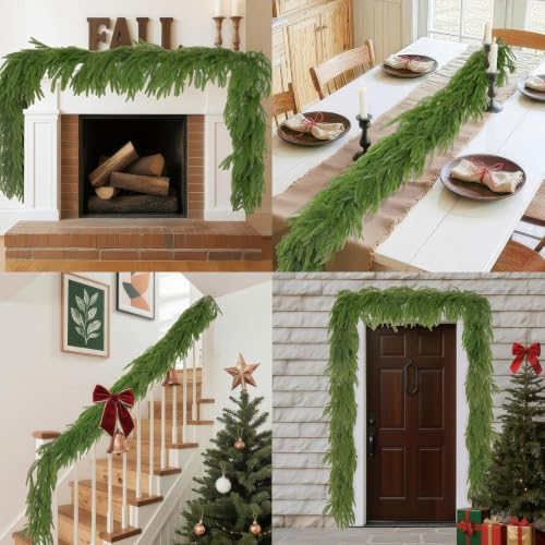 LVZHIYUAN 2 Pack 9 FT Artificial Norfolk Pine Garland for Christmas & Holiday Decor