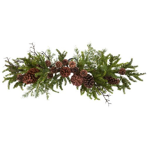 30-Inch Artificial Pine and Pinecone Swag for Holiday Home Decor