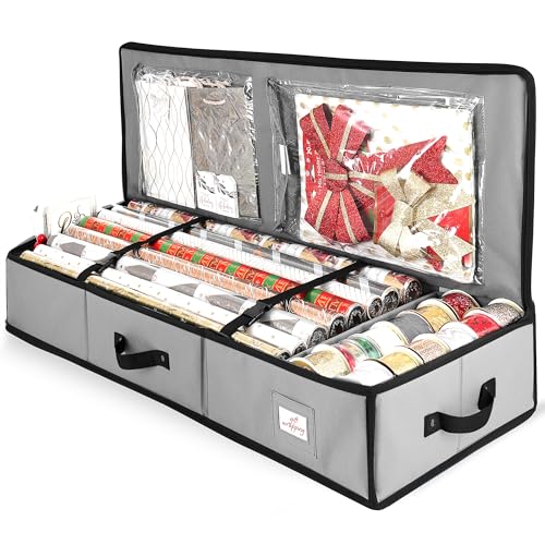 Wrapping Paper Storage Container for 40-Inch Rolls with Pockets