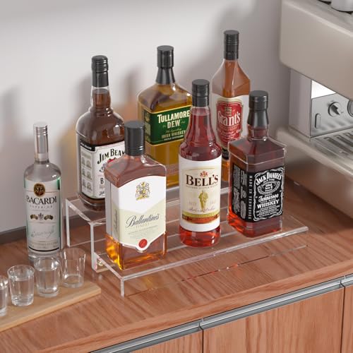 2-Tier Acrylic Liquor Bottle Display Shelf, 15-inch Countertop Bar Organizer