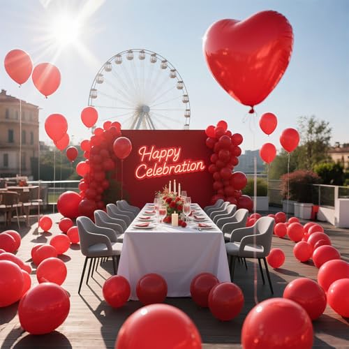 K.E.J. 5 Inch Red Balloons Bulk Pack for Balloon Arch Garlands Party Decorations