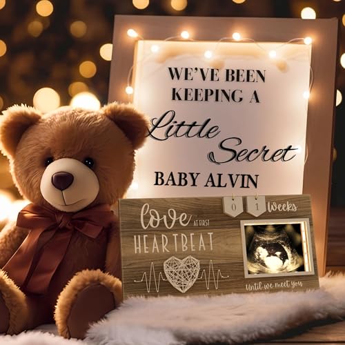Baby Sonogram Picture Frame with LED Glow & Pregnancy Countdown, 4x3