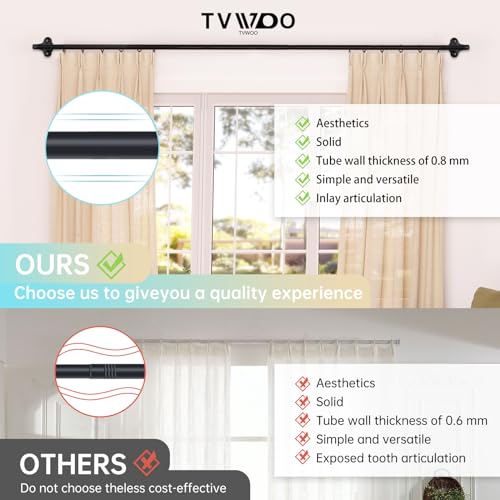 Matte Black Wrap Around Curtain Rod - 28 to 48 Inch Adjustable Blackout Rod