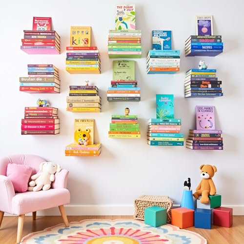 Floating Invisible Bookshelf Set, Wall Mounted Aluminum Shelves (4 Pack)