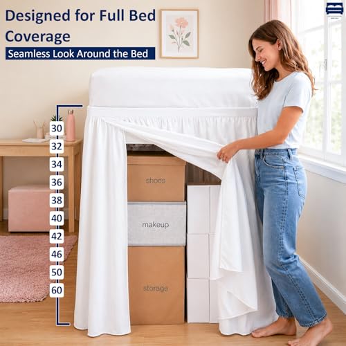 Twin XL 36-Inch Drop Dorm Bed Skirt - Soft Microfiber Dust Ruffle (White)
