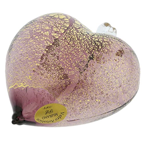 Murano Glass Heart Ornament – Purple & Gold, Handmade in Italy