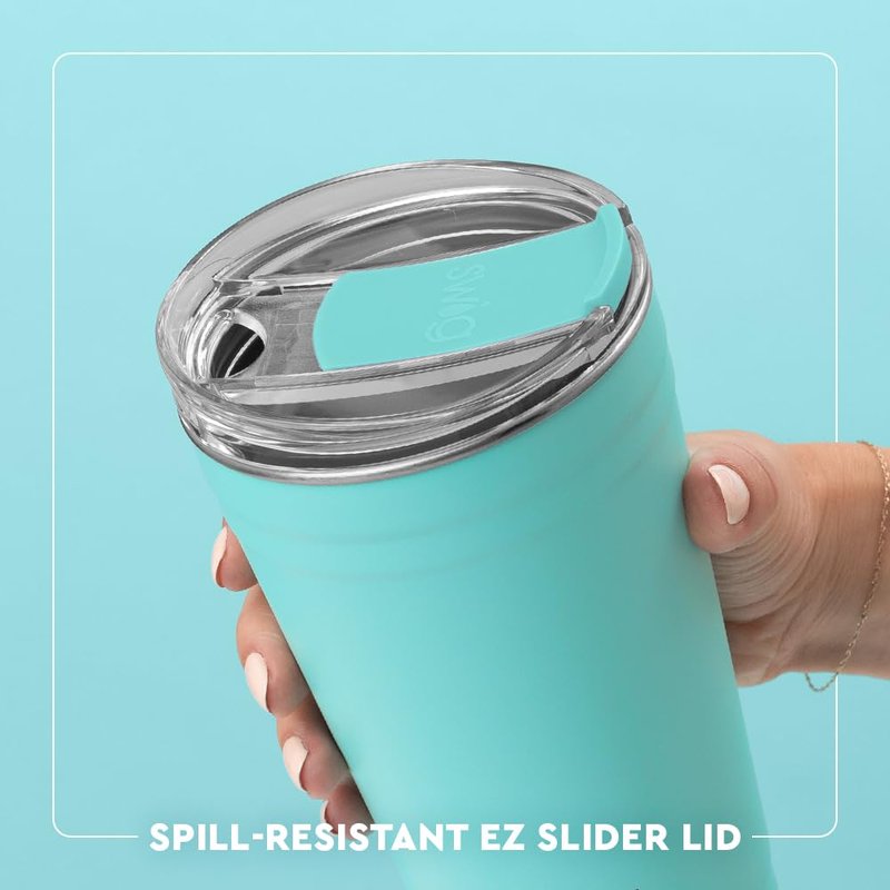Swig Life 24oz Party Cup, Stackable Insulated Travel Coffee Tumbler with EZ Slider Lid, Cup Holder Friendly, Stainless Steel 24 oz Tumbler, Reusable Coffee Mug (Shimmer Buttercup)