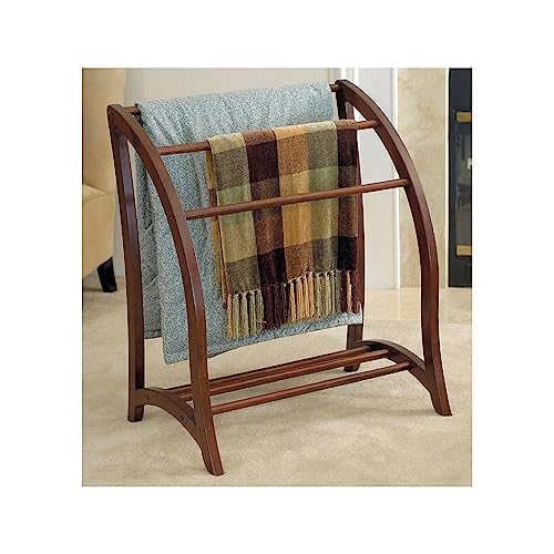 Solid Beechwood Blanket Rack with Walnut Finish for Quilts and Throws