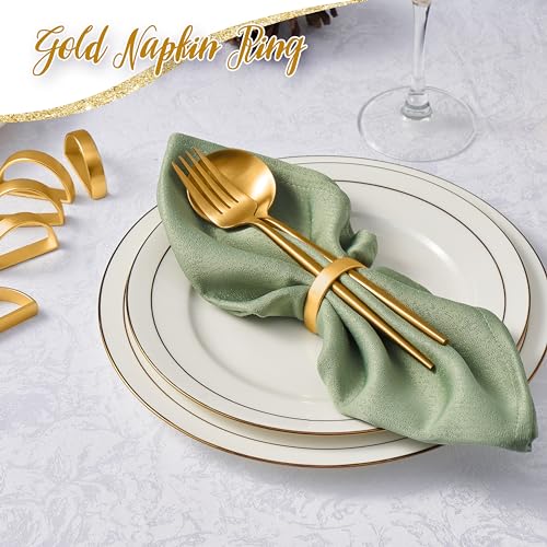 Gold Semicircle Napkin Rings - Set of 12 Metal Table Decor Holders