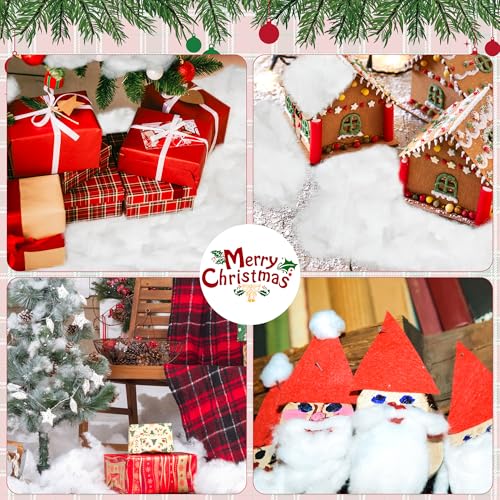 Fluffy Artificial Fake Snow Fluff (6 oz) - Soft Christmas Tree & Village Decor
