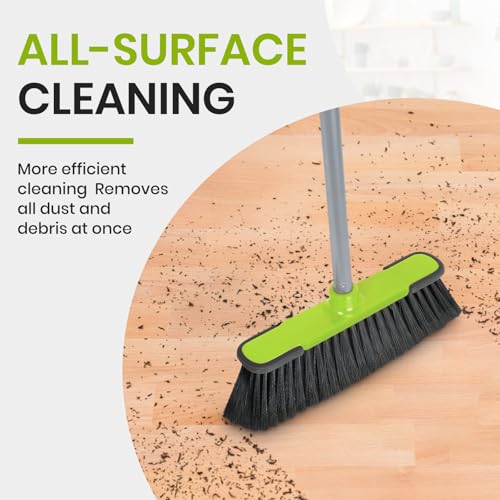Green Indoor & Outdoor Floor Broom - 54" Adjustable Handle, 13" Wide