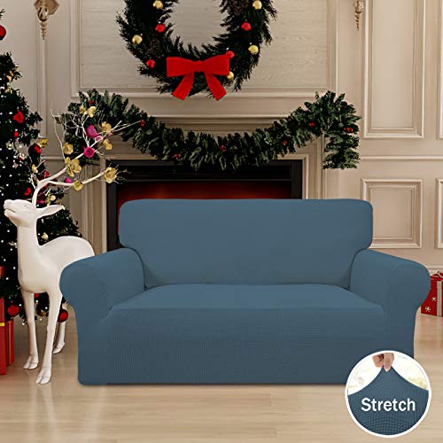 Stretch Loveseat Slipcover - Washable 1-Piece Protector for 2 Cushions