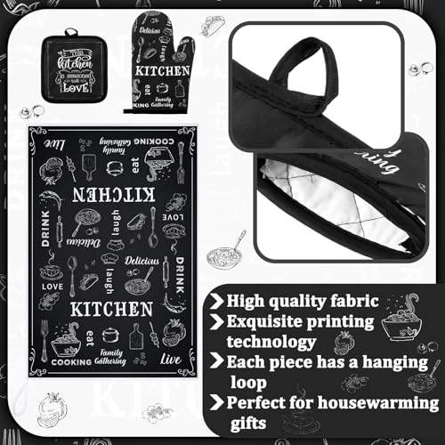 6-Piece Farmhouse Kitchen Set: Buffalo Plaid Oven Mitts, Pot Holders, Towels