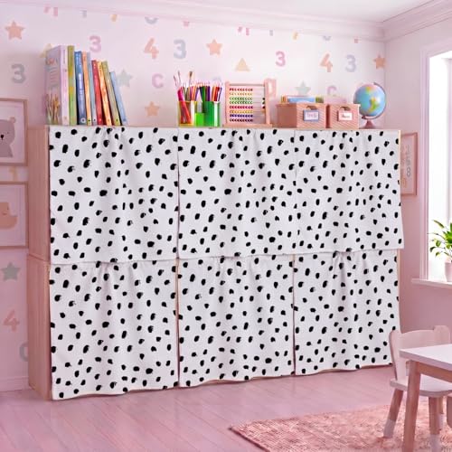 6 Pcs Self-Adhesive Classroom Cabinet Curtains 24 x 24 Inches, Dots Pattern
