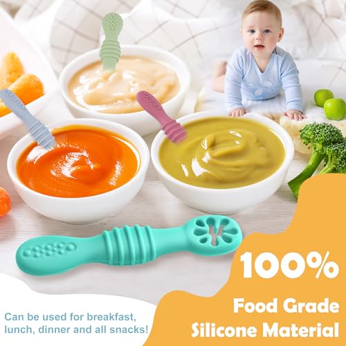 8-Piece Silicone Baby Weaning Spoons Set for Self Feeding and Solids