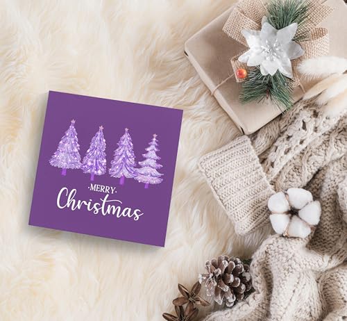 JRTW Purple Christmas Tree Wooden Sign - Holiday Decor, 3rd Edition