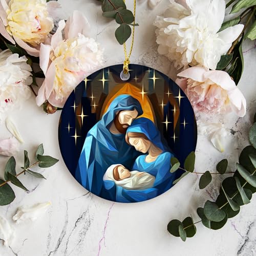 Starry Nativity Holy Family Ornament – SunSky Gallery Religious Christmas Tree Décor