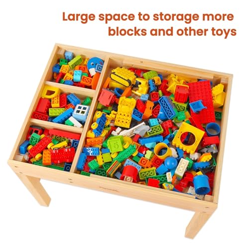 2-in-1 Kids Activity Table with Building Block Surface and Storage