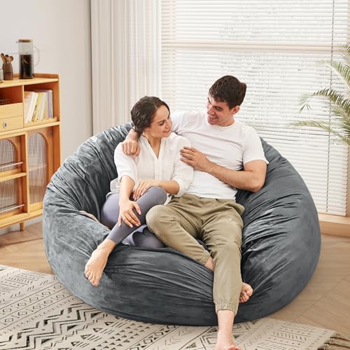 Convertible Bean Bag Chair for Adults, Memory Foam Floor Sofa Bed, Charcoal