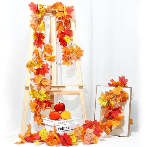 AWARDSEN 2-Pack 13FT Artificial Fall Maple Leaf Garland for Thanksgiving Decor