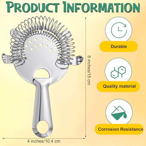 27 Pack Stainless Steel Cocktail Strainers - 6-inch Bar Tool for Bartenders & Mixologists