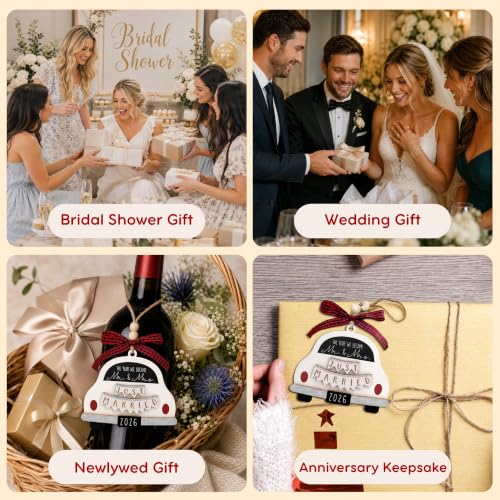 Mr and Mrs Wedding Ornament 2026 - Personalized Wooden Newlywed Keepsake