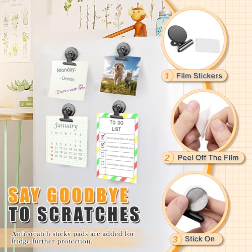 Heavy Duty Magnetic Clips (12 Pack) - Scratch-Safe Refrigerator Magnets, Black