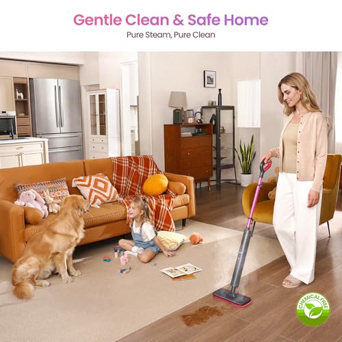 Lightweight Steam Mop for Hardwood Floors and Carpets, 37-Min Run Time