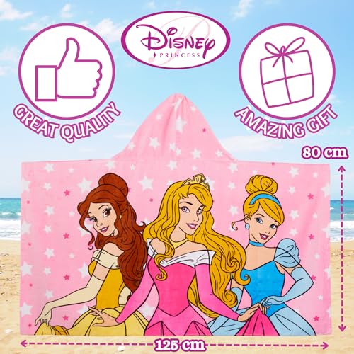 Disney Kids Pink Princess Hooded Towel - Bath & Beach Poncho for Girls